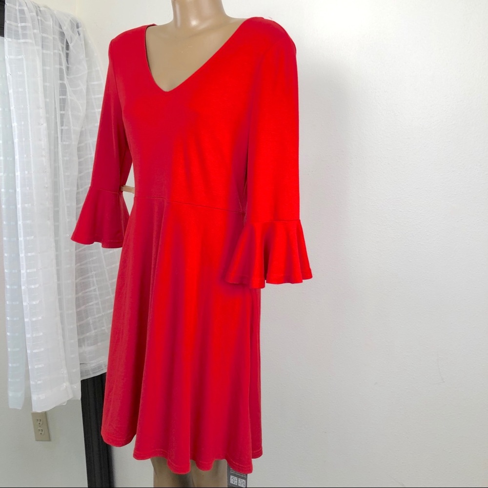 Talever RED Trumpet Sleeve Dress  NWT - Picture 5 of 9
